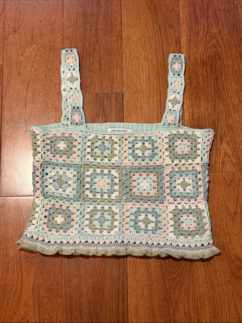 American Eagle Crochet Square Tank Top - Mint Green, Blush Pink, Sage